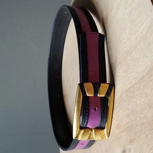 Vintage Carlisle Navy Blue and Lilac Leather Belt Small